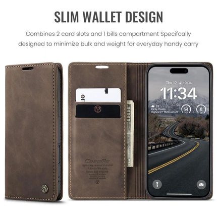 CaseMe Leather Phone Case For Daily Use And Travel, Slim Protective Cover That Fits Your Phone On The Go showcasing slim wallet design with card slots and stand