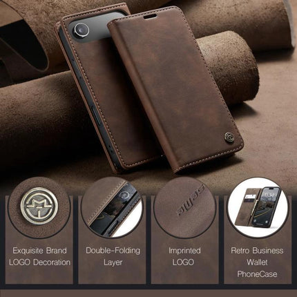 CaseMe Leather Phone Case For Daily Use And Travel, Slim Protective Cover That Fits Your Phone On The Go - brown leather wallet folio with card slots and stand