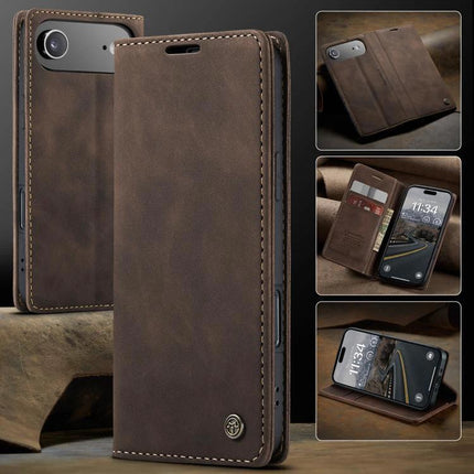 CaseMe Leather Phone Case For Daily Use And Travel, Slim Protective Cover That Fits Your Phone On The Go - brown leather wallet case with card slots and kickstand