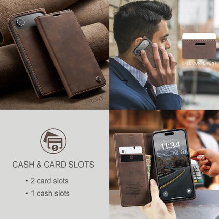 CaseMe Leather Phone Case For Daily Use And Travel, Slim Protective Cover That Fits Your Phone On The Go - brown leather wallet case with card slots and kickstand