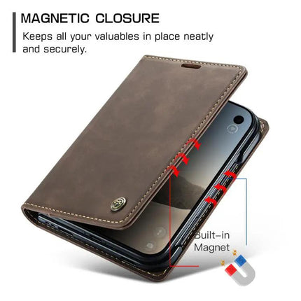 CaseMe Leather Flip Phone Case With Card Storage