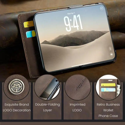 CaseMe Leather Flip Phone Case With Card Storage