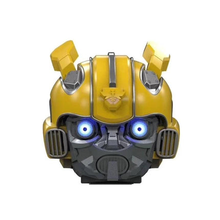 Alt Tag: Bumblebee Compact Bluetooth Speaker For Home And Travel compact yellow robotic speaker with glowing blue eyes, portable