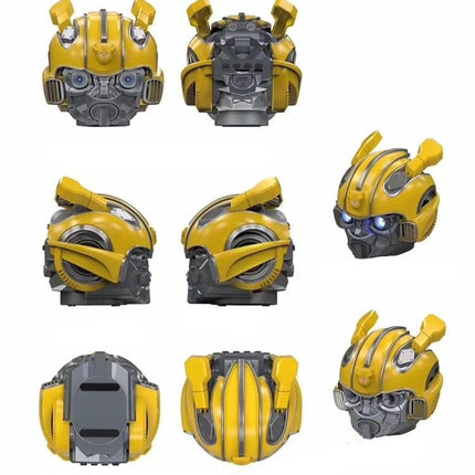 Bumblebee Compact Bluetooth Speaker For Home And Travel shown from multiple angles in yellow robot-inspired portable design