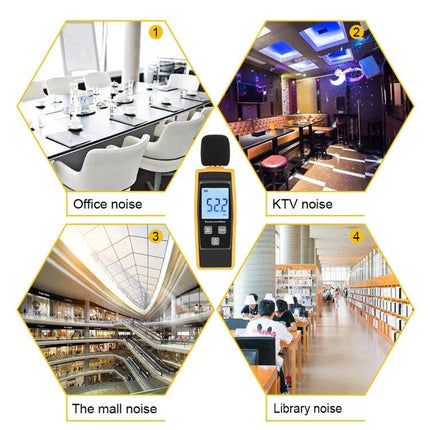 Compact Sound Level Meter for Everyday Noise Monitoring measuring office, KTV, mall and library noise (30–130 dBA)