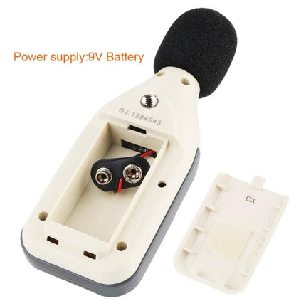 Digital Sound Level Meter for Accurate Noise Monitoring - compact portable meter showing 9V battery compartment and foam windscreen