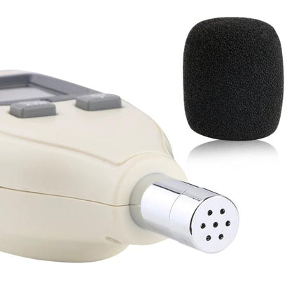 Digital Sound Level Meter for Accurate Noise Monitoring compact handheld device with foam windscreen, 30–130 dB range, 1.5 dB accuracy