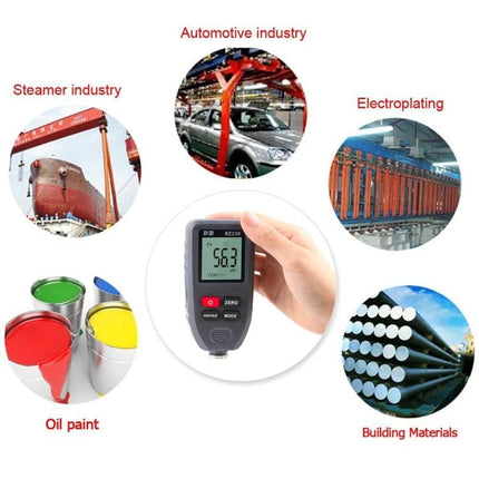 Portable Digital Thickness Gauge for Measuring Coatings on Metal used for non-destructive coating checks on automotive, electroplating, paint and building materials