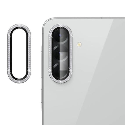 Kalebol Protective Lens Cover For Samsung Galaxy Camera Lenses Everyday Shield Protection diamond‑trim camera lens protector on silver phone