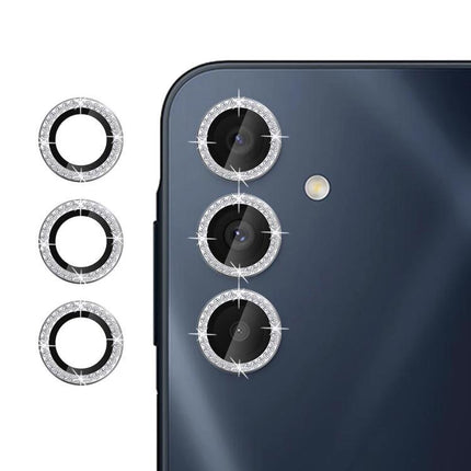 Kalebol Protective Lens Cover For Samsung Galaxy Camera Lenses Everyday Shield Protection on phone showing three sparkling tempered glass lens rings protecting camera