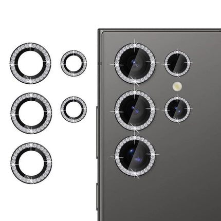 Kalebol Camera Lens Protector for Samsung Galaxy Smartphones showcasing diamond rimmed tempered glass rings protecting camera lenses