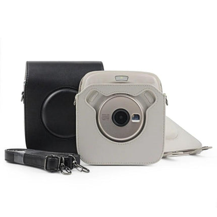 PU Leather Protective Case for Fujifilm Instax Square SQ20 Camera with Shoulder Strap, Beige And Black Protective Covers