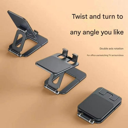 Foldable Adjustable Aluminum Holder for Phones and Tablets shown in multiple angled positions for hands-free viewing and portability