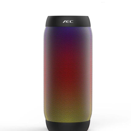 Portable Bluetooth Speaker With LED Ambient Light For Home showcasing cylindrical LED color gradient, Bluetooth, NFC, TF slot