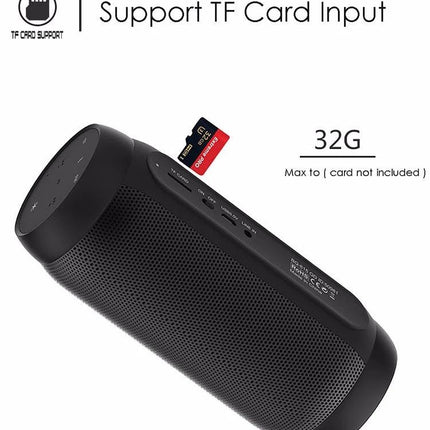 Portable Bluetooth Speaker With LED Ambient Light For Home showcasing TF card slot with 32G SD card inserted and compact black design