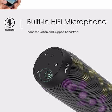 Portable Bluetooth Speaker With LED Ambient Light For Home with built-in HiFi microphone and hands-free profile, colorful LED glow