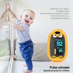 Rechargeable Pediatric Finger Pulse Oximeter for Kids - Neonatal Blood Oxygen Monitor with USB Charging