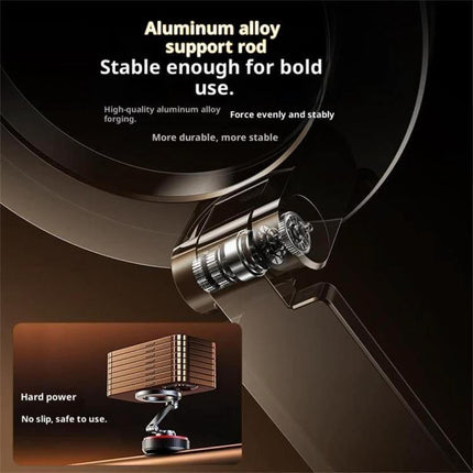 X66 Car Phone Holder With 720 Degree Rotation Magnetic Mount showing aluminum alloy support rod and magnetic mount close-up
