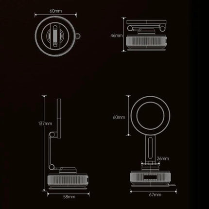X66 Car Phone Holder With 720 Degree Rotation Magnetic Mount technical drawing showing dimensions and 720° rotating magnetic mount