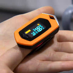 Compact Dual-Color OLED Pulse Oximeter with Rechargeable Battery and Auto Power-Off Feature