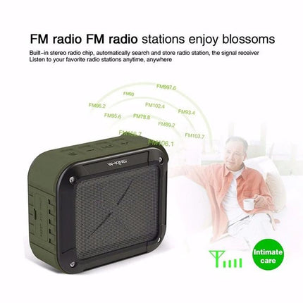 W-KING Portable Bluetooth Speaker For Outdoor Splash Resistant Use compact rugged green speaker with lanyard