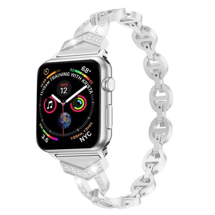 Apple Watch 38mm 8-Shaped Diamond-Studded Stainless Steel Band