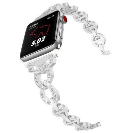 Apple Watch 38mm 8-Shaped Diamond-Studded Stainless Steel Band