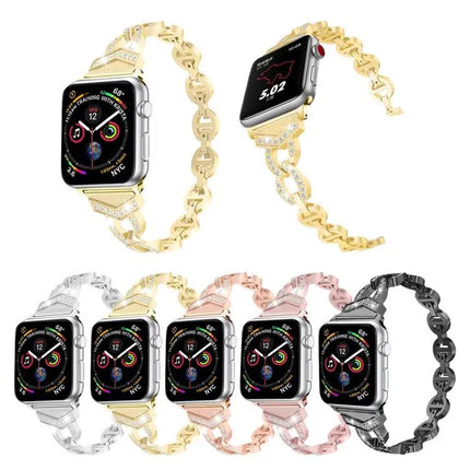 Apple Watch 38mm 8-Shaped Diamond-Studded Stainless Steel Band