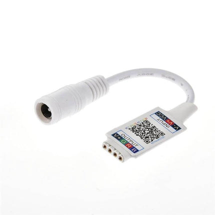 Mini RGB Bluetooth Light Strip Controller Black For LED Strips compact black 4-pin controller with DC jack and QR code for DIY LED strip projects