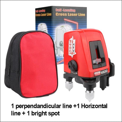 Self-Leveling 3D Laser Level for Construction Projects - red cross-line laser, tripod feet and carrying case for accurate wall framing and cabinet alignment
