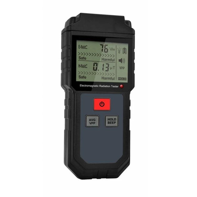 Portable EMF Radiation Tester for Daily Device Safety Checks handheld device showing EMF readings on LCD for home and office safety