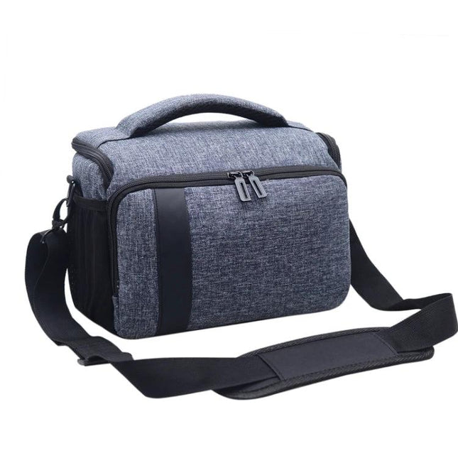 Waterproof Sling Shoulder Bag for Outdoor DSLR Camera Use - gray weatherproof sling with front compartment, top handle and adjustable shoulder strap