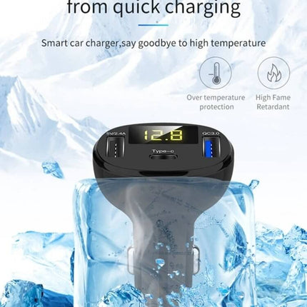 Car Power Adapter In-Car Charger Type-C Fast Charger dual-port USB-C USB-A 32W car charger with smart chip and temperature protection
