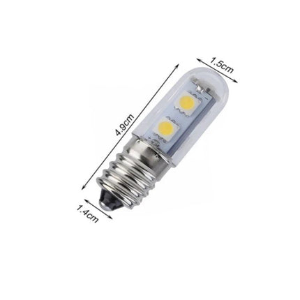 LED Bulb for Everyday Home Refrigerator Lighting - E14 1W compact fridge LED bulb showing dimensions and dual SMD chips