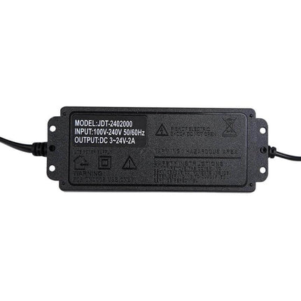 AC To DC Adjustable Power Adapter, Universal 3-24V Output compact black bench power supply with adjustable DC 3-24V output and global 100-240V input