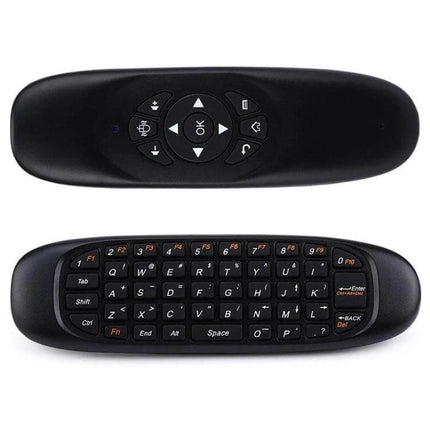 Wireless Mini Keyboard Remote for PC and Smart TV Control compact black 2-sided keyboard and remote with touchpad and directional buttons