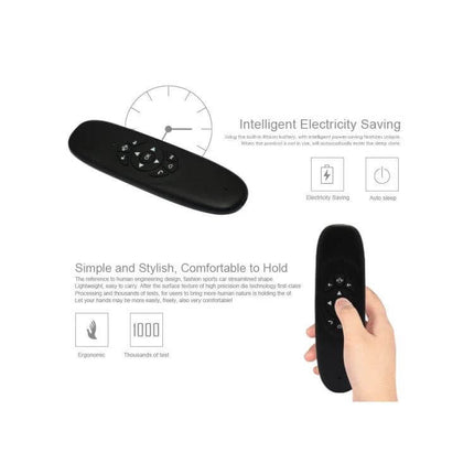 Wireless Mini Keyboard Remote for PC and Smart TV Control compact black air mouse with motion sensor and ergonomic design for presentations and TV browsing