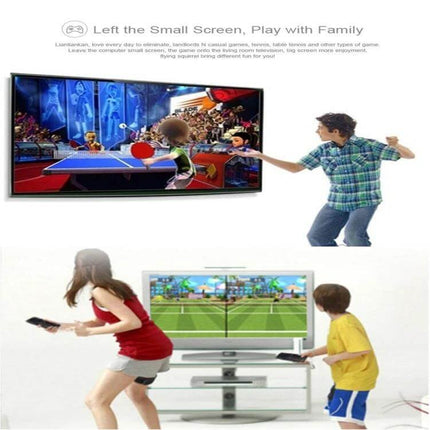 Wireless Mini Keyboard Remote for PC and Smart TV Control shown in living room gameplay and TV presentation use