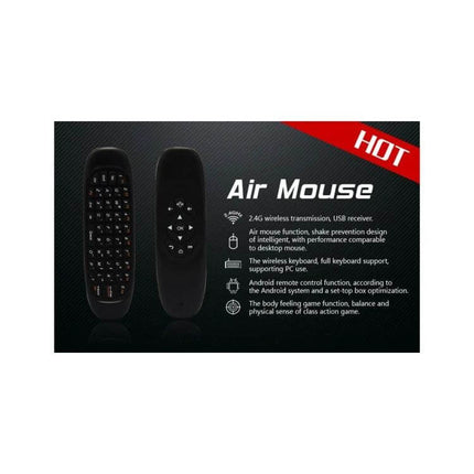 Wireless Mini Keyboard Remote for PC and Smart TV Control black compact air mouse with backlit keys and motion-sensing remote for presentations