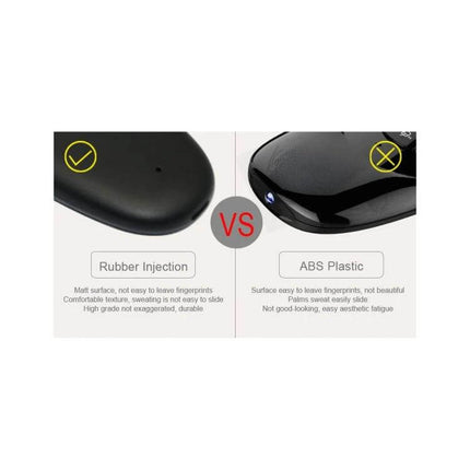 Wireless Mini Keyboard Remote for PC and Smart TV Control showing rubber injection vs ABS plastic surface comparison
