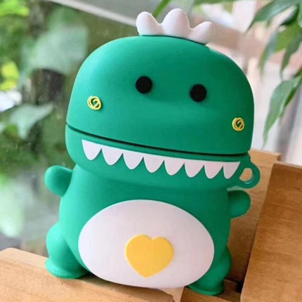 Dinosaur-Themed Holder for Everyday AirPods Storage and Protection - green cute dino case, dustproof everyday AirPods protector