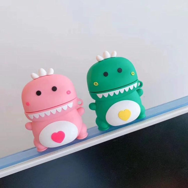 Dinosaur-Themed Holder for Everyday AirPods Storage and Protection - pink and green cute dinosaur AirPods cases, dustproof everyday protection