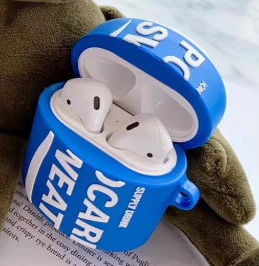 Stereoboli AirPods Protector for Everyday Commutes and Activities - blue dustproof silicone case showing AirPods inside