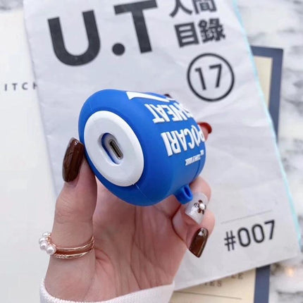 Stereoboli AirPods Protector for Everyday Commutes and Activities blue dustproof case held in hand during commute