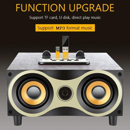 Compact Wooden Bluetooth Speaker For Home And Kitchen Use with dual drivers TF card USB MP3 playback and microphone