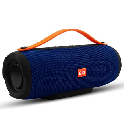 Compact Bluetooth Travel Speaker For Home, Desk, And Workouts portable blue speaker with orange strap, TF/USB/AUX/FM, 1200mAh