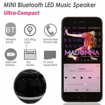TG Ball Portable Bluetooth Speaker For Home And On The Go compact 80mm ball speaker with LED, FM, TF, Aux and hands-free call