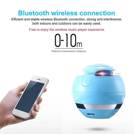 TG Ball Portable Bluetooth Speaker For Home And On The Go compact blue 80mm speaker with phone showing 0-10m wireless range