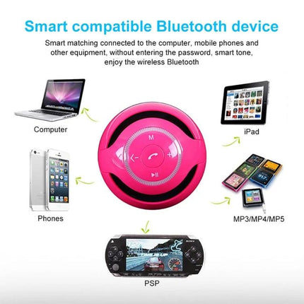 TG Ball Portable Bluetooth Speaker For Home And On The Go compact pink ball speaker showing compatibility with phones, iPad, PSP