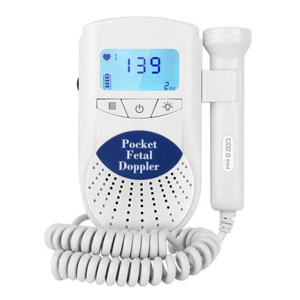 Digital Fetal Doppler Heartbeat Monitor Pocket Blue compact handheld fetal heartbeat monitor with speaker and headphone output